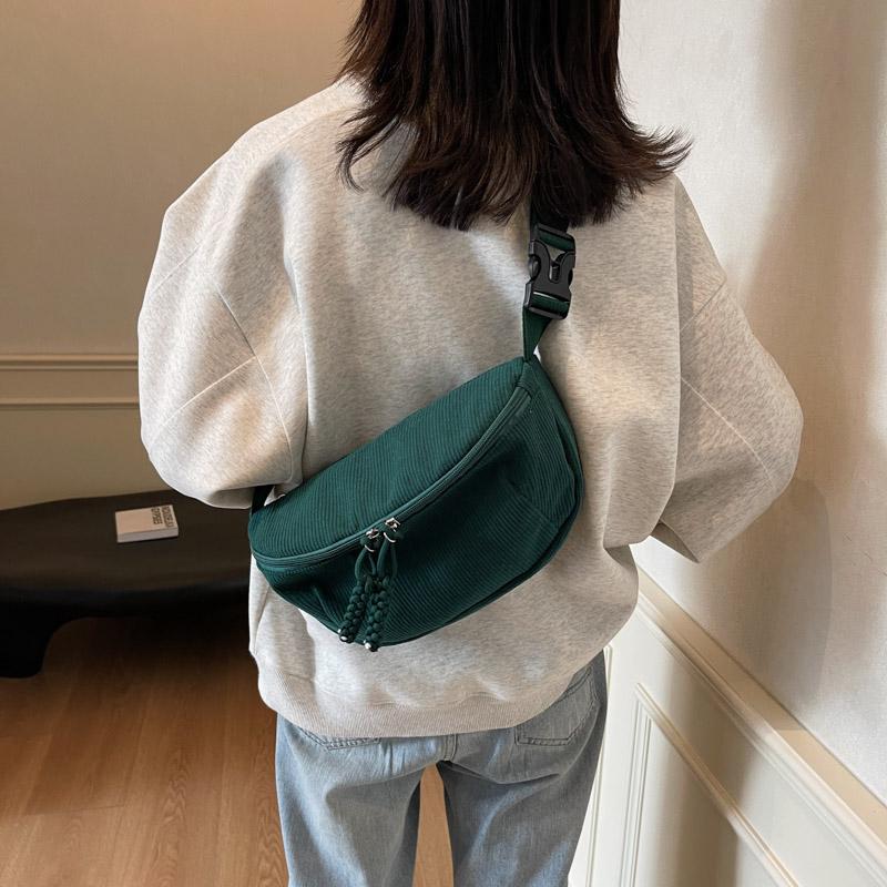 Corduroy Chest Bag Women's Underarm Bag Shoulder Bag Commuter Crossbody Bag