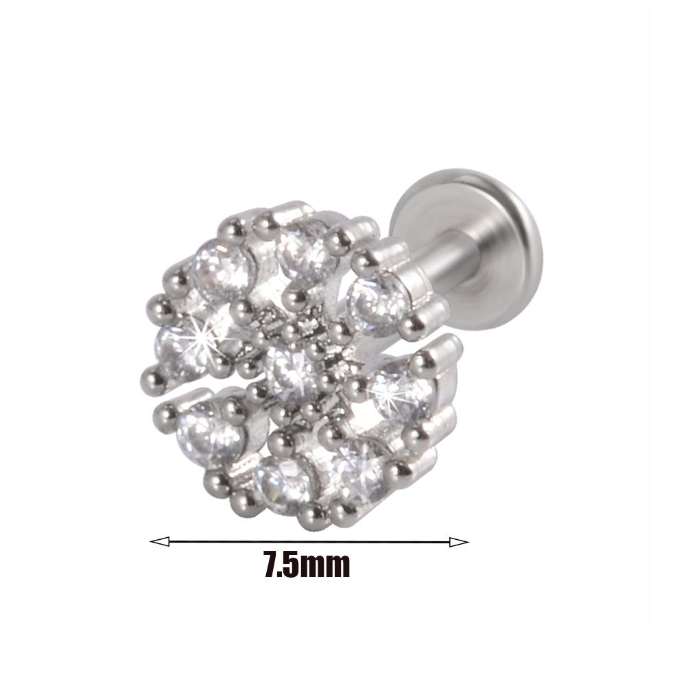 1pcs Surgical Steel Zircon Ear Stud Labret Stud Lip Ring Cartilage Helix Lobe Conch Piercing Moon Earrings Body Piercing Jewelry