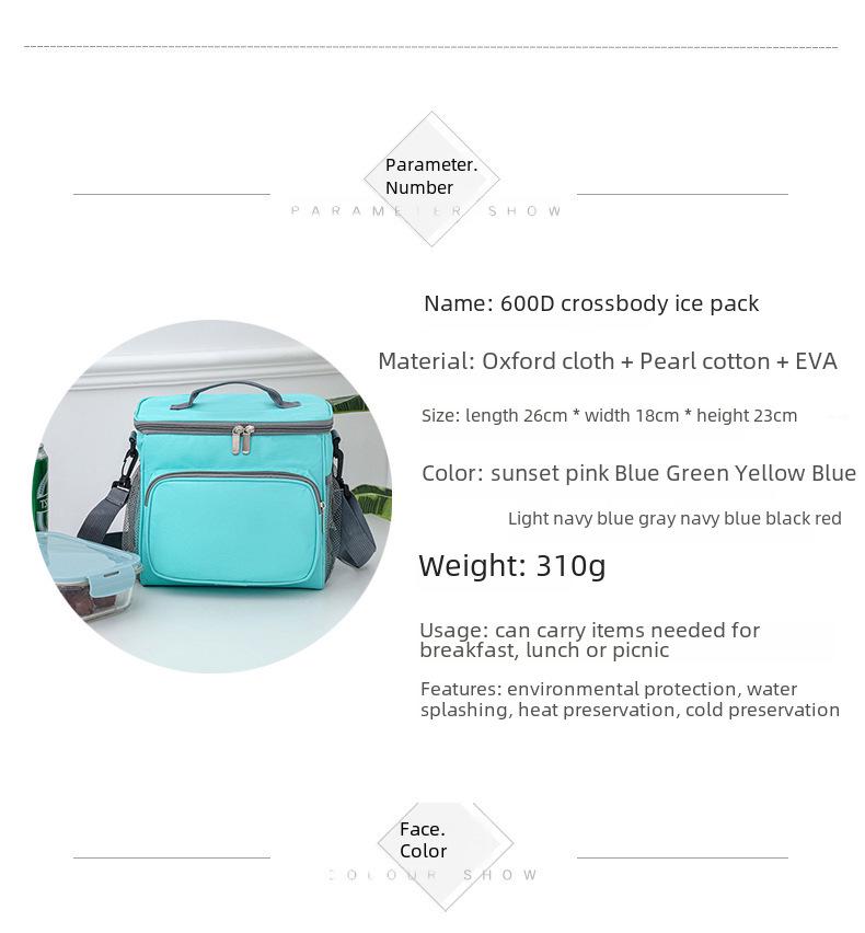 Portable Large-Capacity Insulated Oxford Cloth Lunch Bag for Students & Picnics