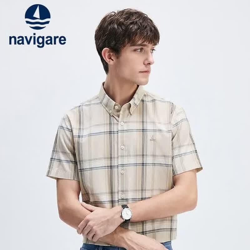 Navigare Men s Summer Cooling Plaid Short Sleeve Shirt S
