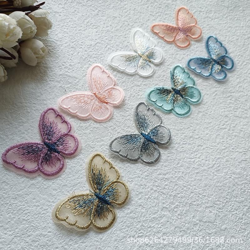 5.5cm Organza Butterfly Embroidery Patch for DIY Hair Clips, Headdress, and Hanfu Repair Decoration F246