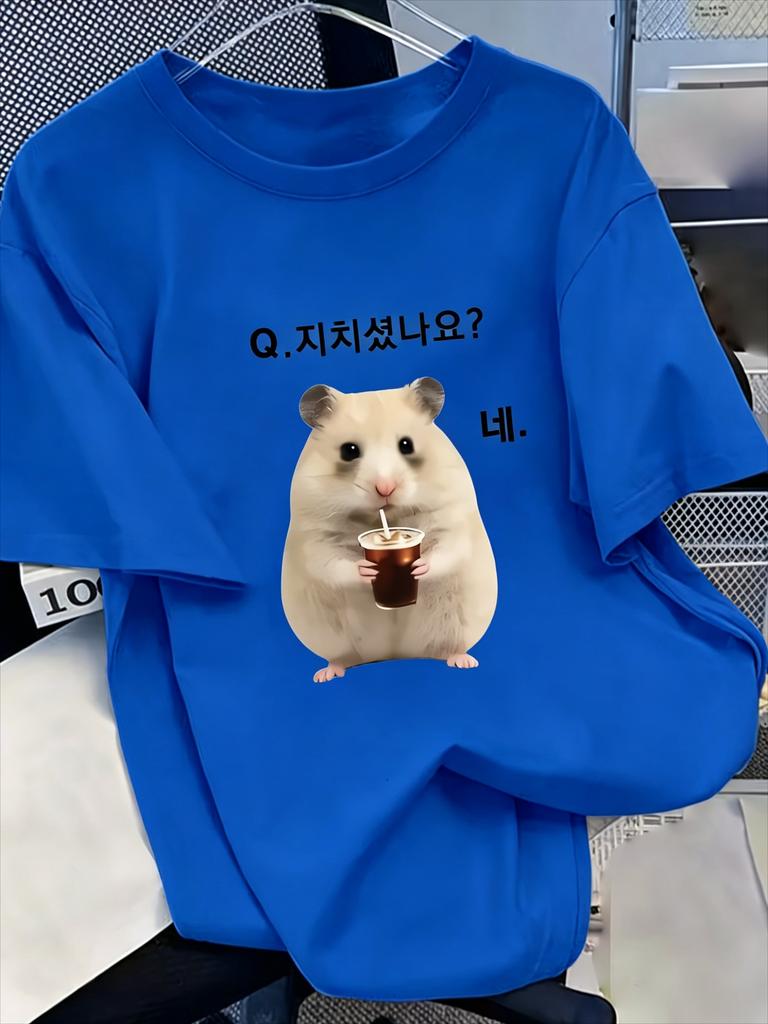 TShirt Short Sleeve Korean Hamster Creative Short Sleeve TShirt Funny Wind Comfortable Close To The Skin Daily Casual Wear Top