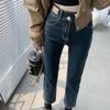 Autumn Winter High Waist Popular Ladies Trousers Simple Daily Thicken Warm Streetwear Stretch Straight pants Vintage Jeans Women