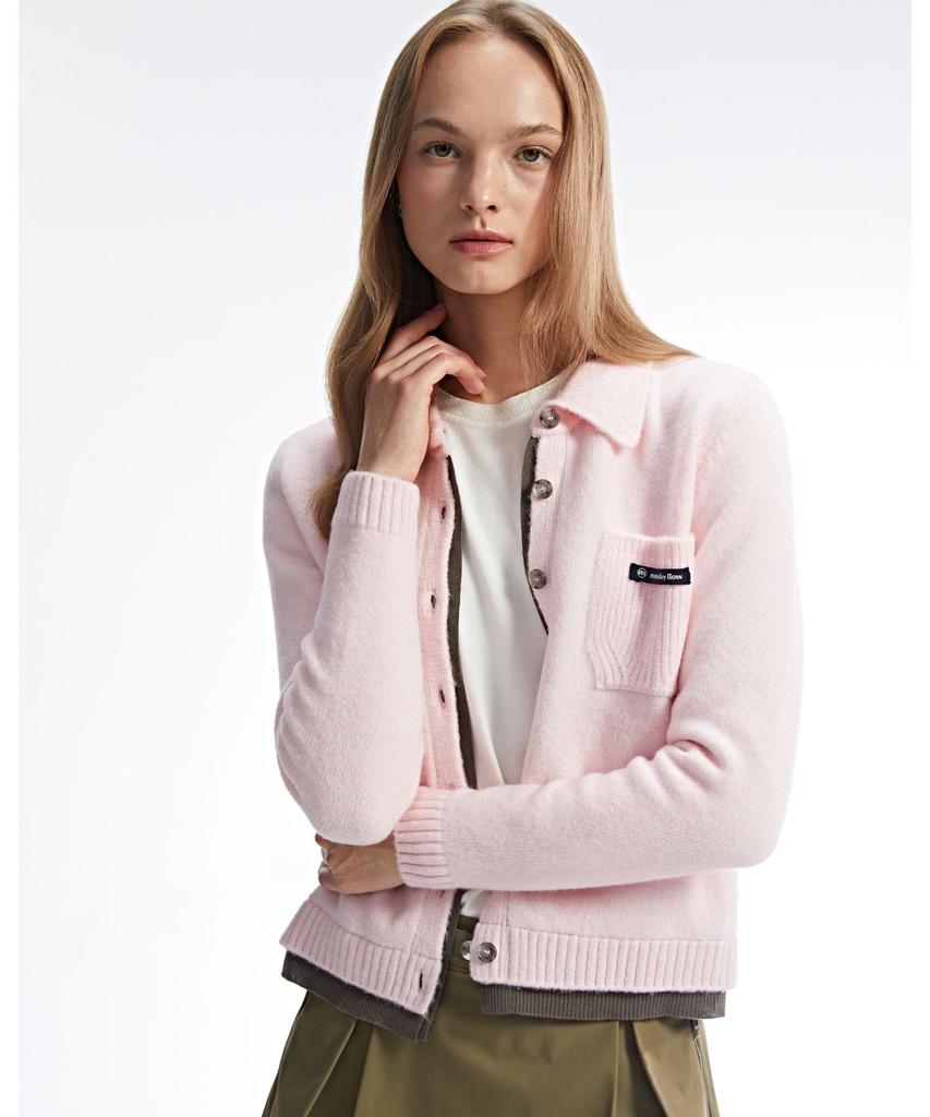 Mondayflow Button-Up Knit Cardigan_Baby Pink