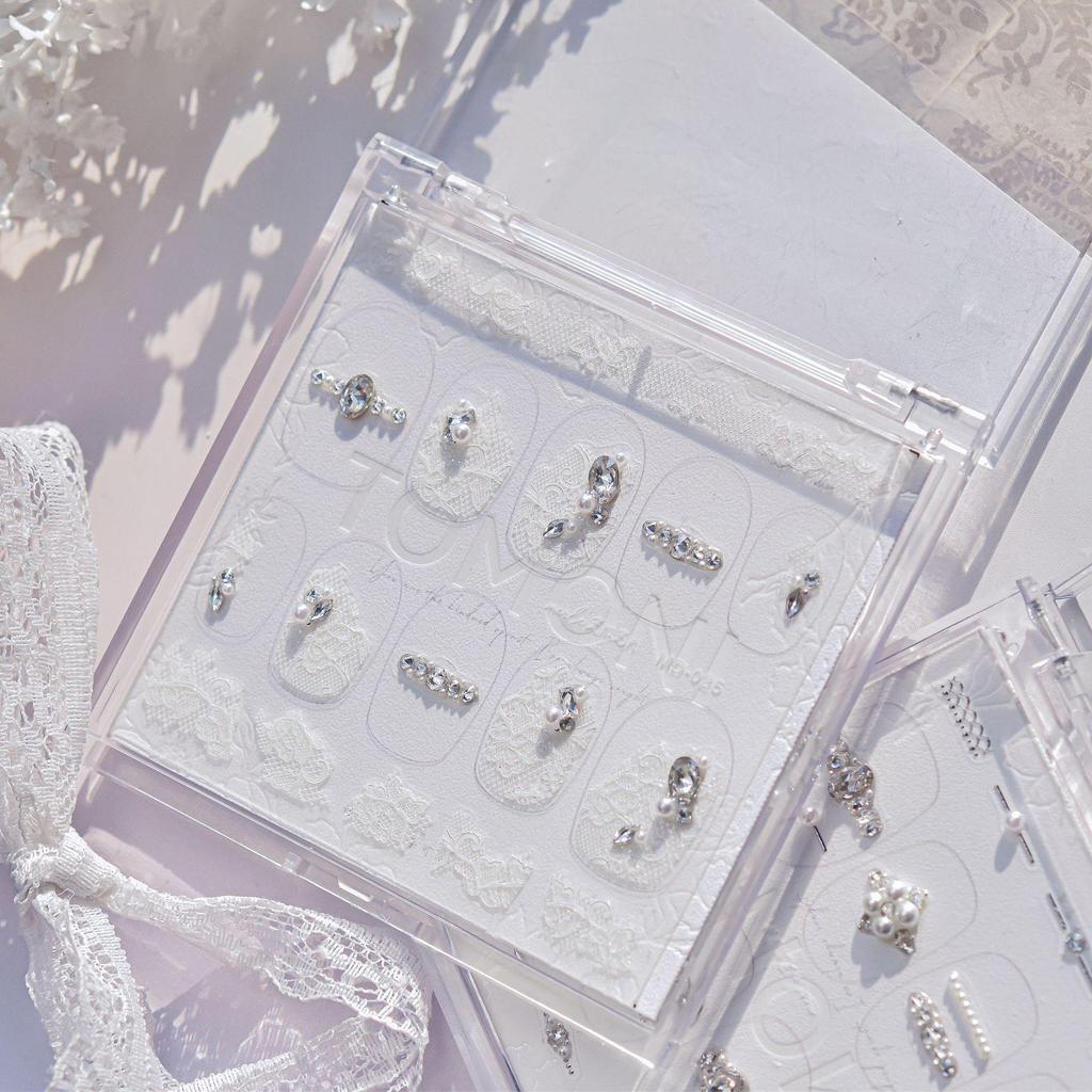 Tomoni Luxury French Lace Nail Rhinestones - Mosaic Round Arc Full-Edge Decoration