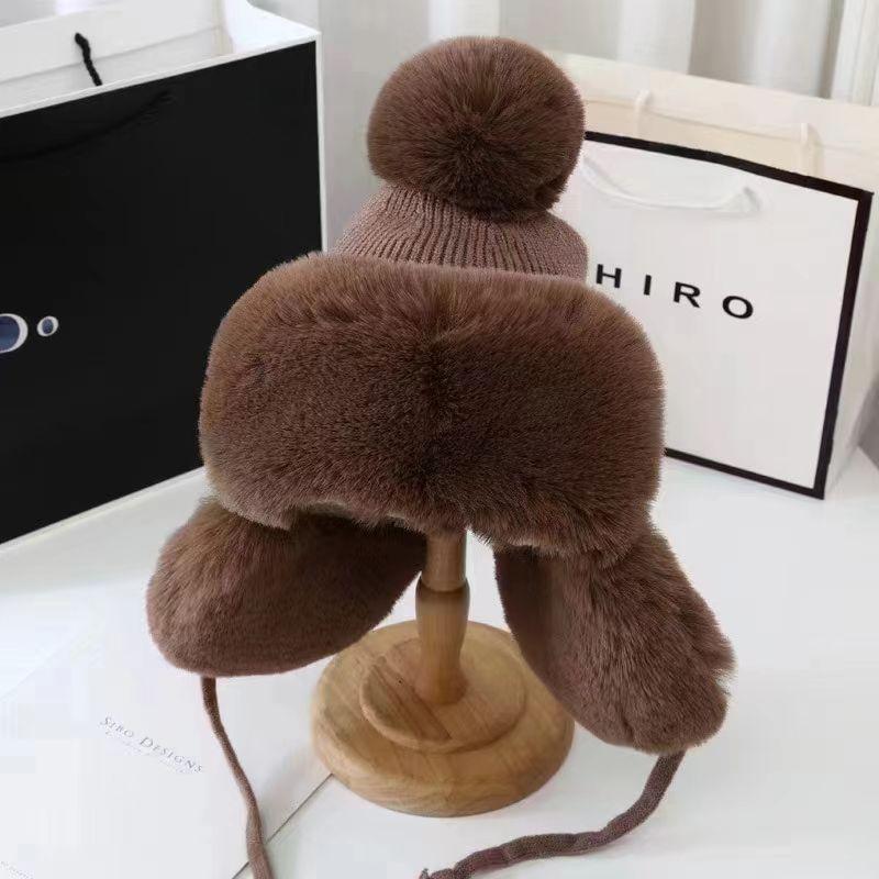 

Women s Knitted Winter Hat with Removable Ear Flaps, Soft Lining, Stretchy Nylon, Polyester, Christmas Gift, Outdoor Cycling Unisex