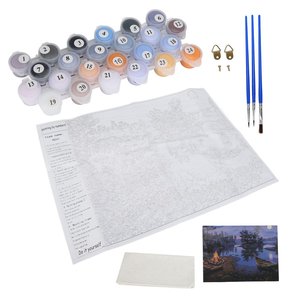 Paint By Numbers Moonlight Night Peaceful Lake Convenient Exquisite Number Painting for Kids Adults