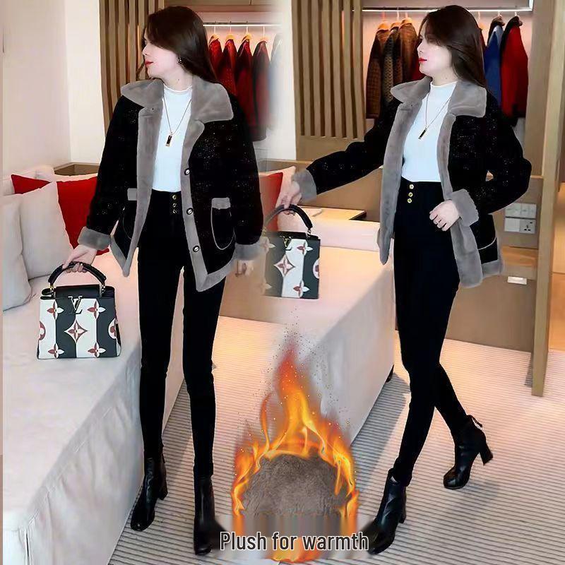 

Women s Petite Woolen Coat: Elegant Fleece-Lined, Thickened, Trendy Outfit for Autumn/Winter 2025 4XL