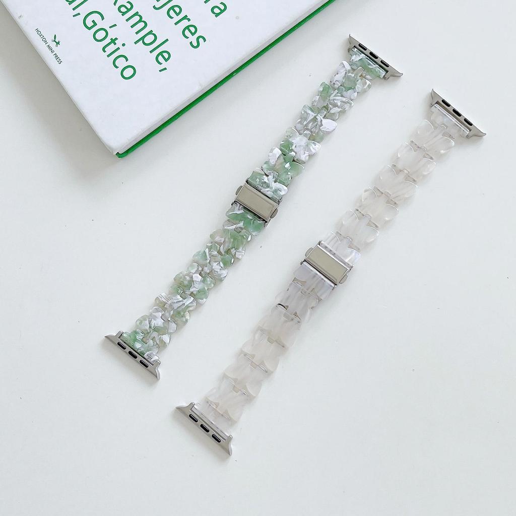 Apple Watch Band için Kelebek Reçine Kayış 7 44 40mm 42mm 38mm 41 45mm Şeffaf Döngü Kordonlu Saat IWatch 7 6 Se Serisi 5 4 3