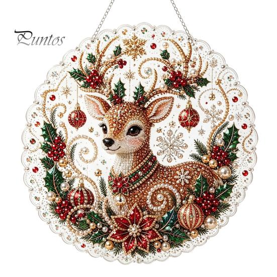 Weihnachts-Kunst-Sonnenfänger-Bausatz mit Kunstperlen, DIY-Set, Hängender Schmuck, Weihnachtsmann, Festliche Freizeitaktivitäten, Weihnachtsbaum-Basteln für Erwachsene,
