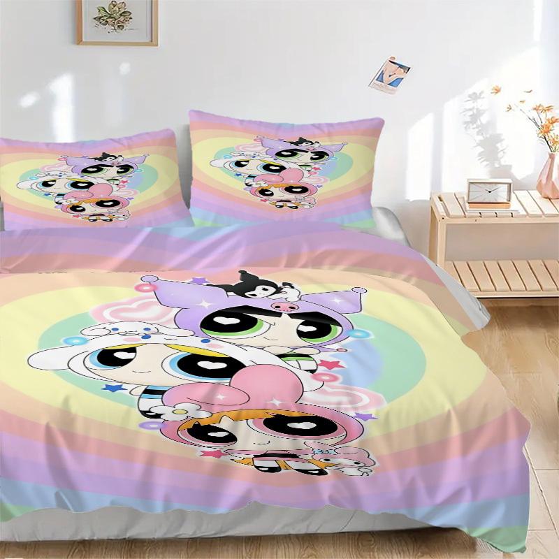

3pcs Powerpuff Girls Duvet Cover Set - Machine Washable, Includes 1 Duvet Cover and 2 Pillowcases, No Core Included yy251022211 135x200cm