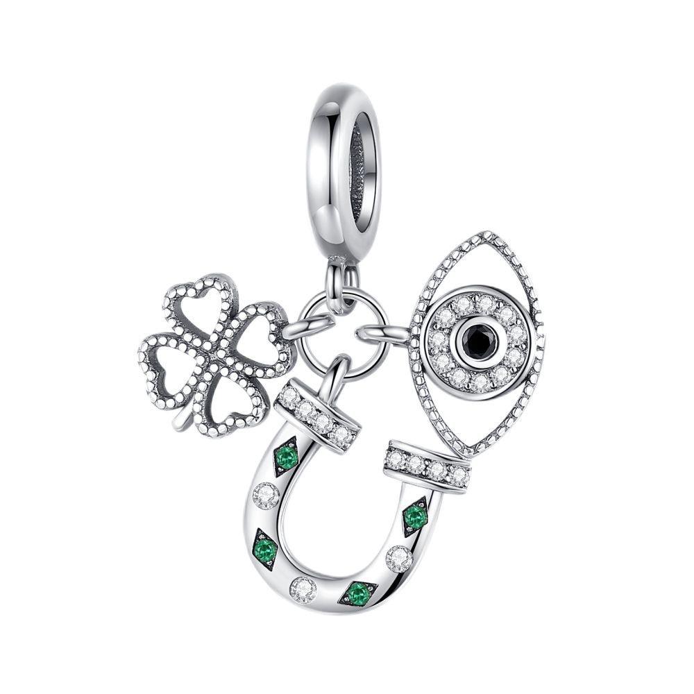 Blauer Gänseblümchen Kaktusblatt Klee Kupfer Anhänger Perle Geeignet Für Original Armband Halskette DIY Damenschmuck Zubehör