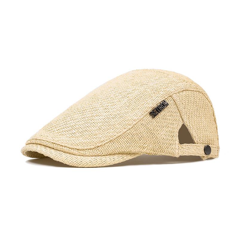 

Мужская летняя солнцезащитная шляпа для людей среднего и пожилого возраста, соломенная плетеная кепка, дышащая, кепка Forward, британский берет жёлтый/бежевый