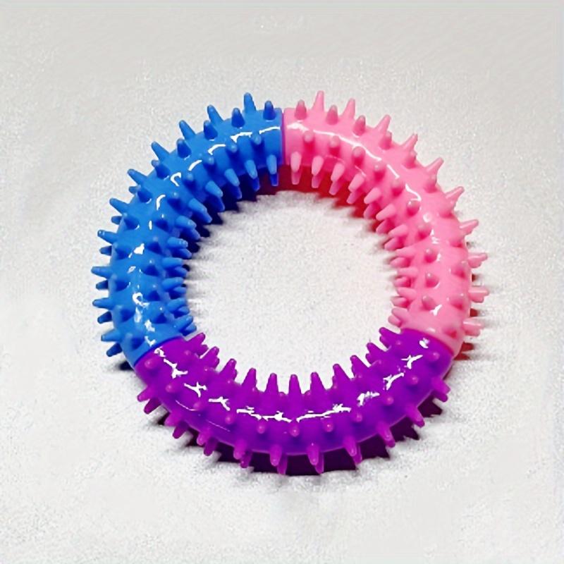 1pc TPR Dog Durable Chew Toys, Tricolor Spike Ring Dog Interactive Play Toys, Teeth Cleaning Training Toys Pet Supplies, Holiday Gifts