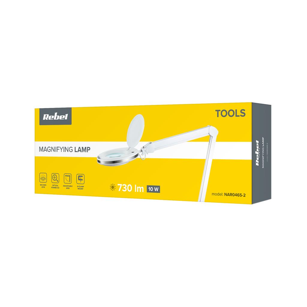 Workshop Lamp With Cosmetic Magnifying Glass 60X Led 5Dpi 10W 6500K Adjustable Rebel