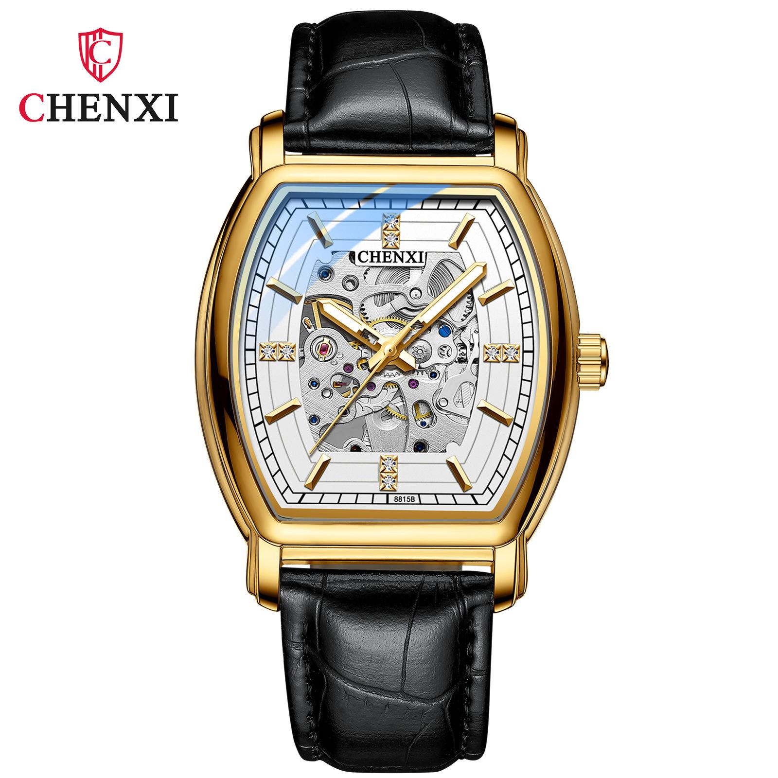 

Новые роскошные мужские часы ТОП-бренда с коробкой, винная бочка, автоматические мужские кожаные полые светящиеся водонепроницаемые мужские механические часы