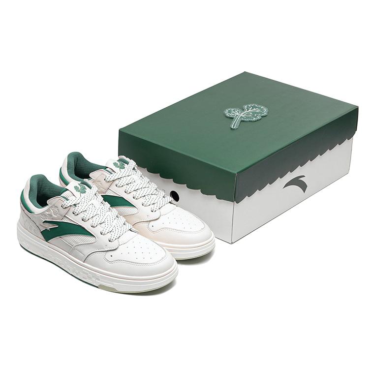 New Anta Street Play Series Slip Resistant, Abrasion Resistant, Lightweight Low Top Skateboard Shoes Women's White Green 122228066S-1