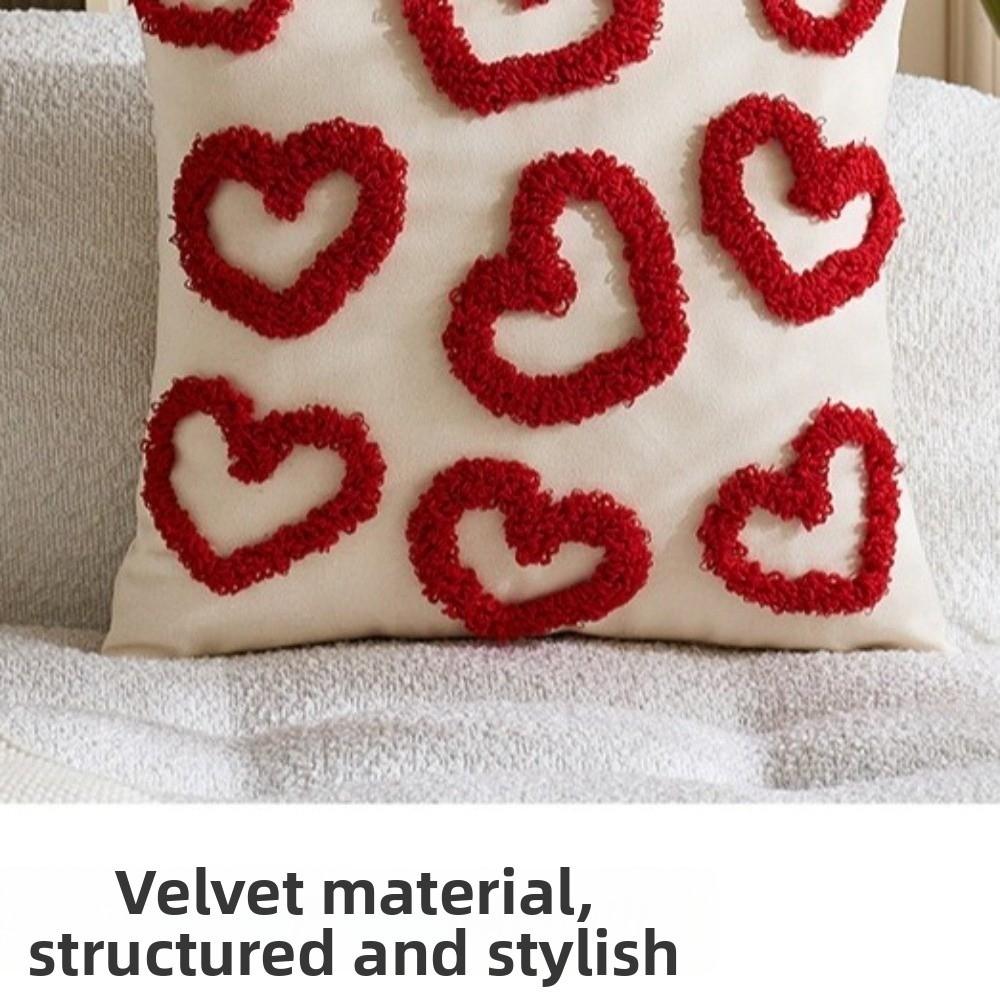 Romantic Valentine Heart Pattern Pillowcase Embroidery Throw Pillow Cover  Valentines Day