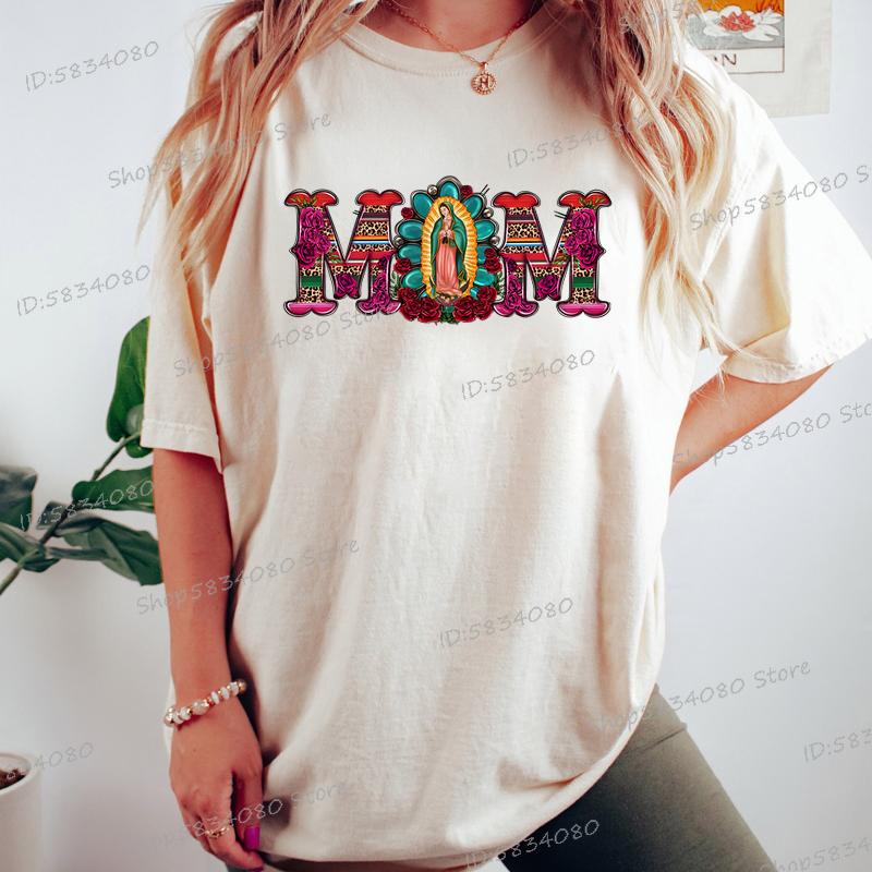 Mexican Mom Shirt Mothers Day Gift Short Sleeve Tshirt Mom Flower Leopard Print Tshirts Gift for Mama Vintage Retro Clothes