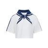 Adidas Dance Box With Scarf Three Stripes Dance Series Navy Collar Pullover Casual Short Sleeve T-Shirt Women tops KZ4182