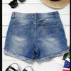 Womens Distressed Washed Denim Shorts With American Flag Patch Appliqu Relaxed Fit Straight Cut Mid-Rise Casual Jean