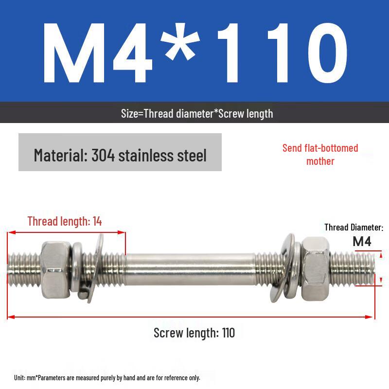 304 Stainless Steel Double-Ended Bolt & Nut Set