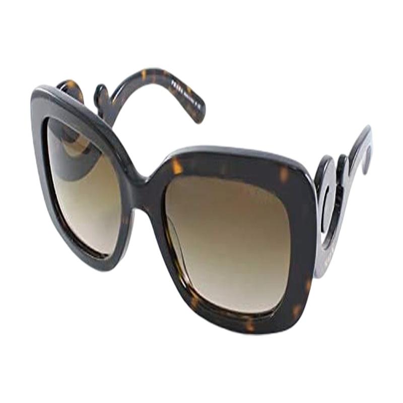 Prada Side Pattern Decoration, Acetate Frame, Rectangular, Sunglasses, Women's Black