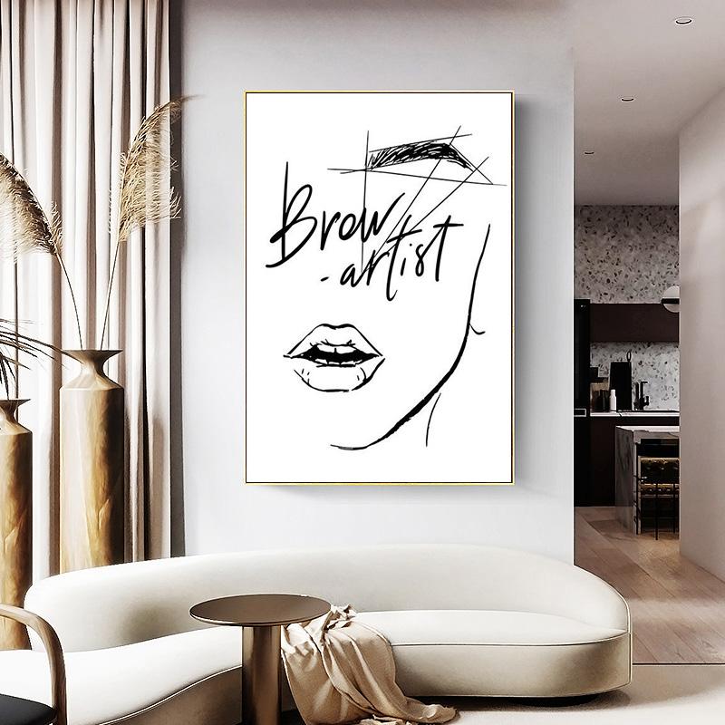 Buze gene Poster și imprimare Salon de frumusețe Poză de perete Fete Moda Machiaj Sprâncene O bucată Canvas Art Decor pentru cameră