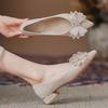 French Light Luxury Bridesmaid Xiuhe Wedding Dress Two Wear Bridal Shoes Daily Wear Soft Leather Pointed Bow Shoes