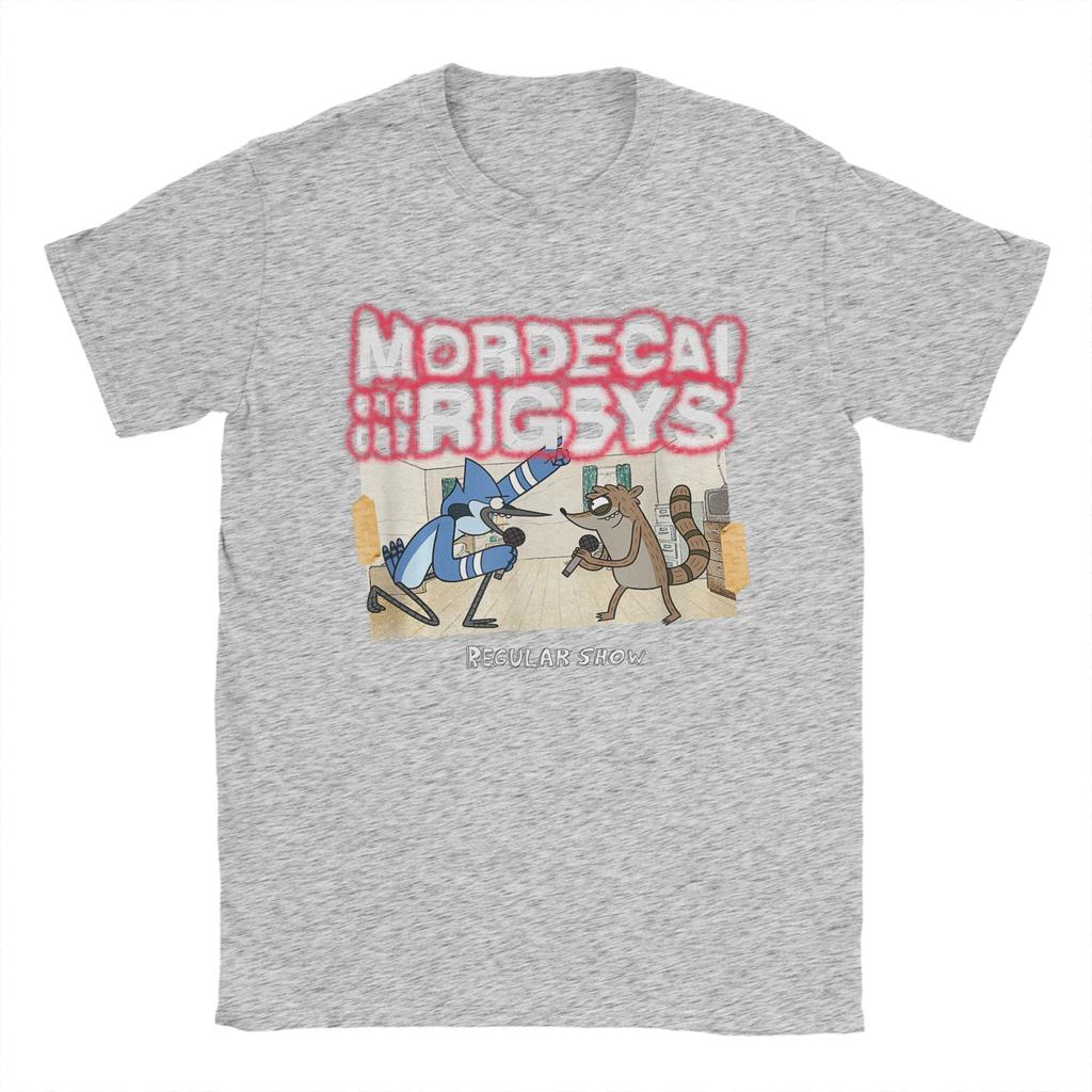 T-shirt Uomo Regular Show Mordecai and The Rigbys Band Creative 100% Cotone Girocollo Manica Corta Magliette Taglie Forti