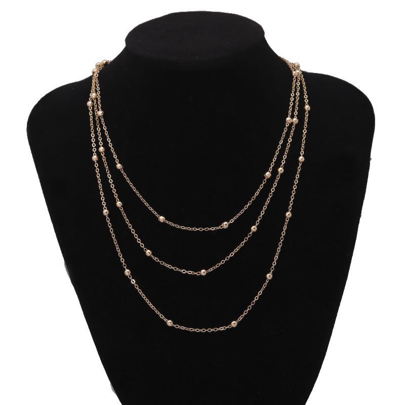 European & American Multi-Layer Choker: Handmade Pendant Necklace with Beaded Chain