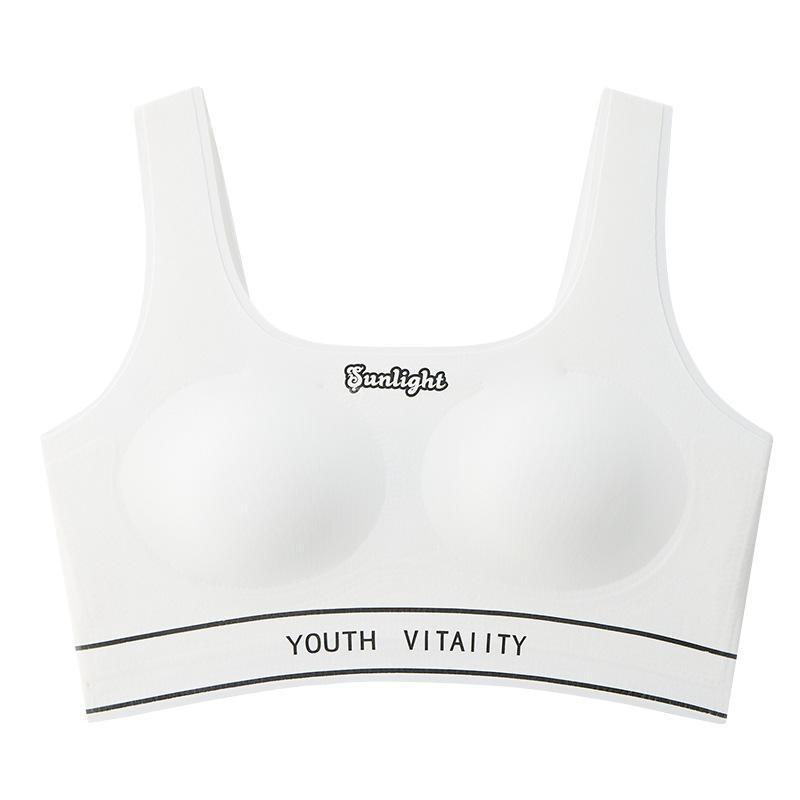 Girls Development Underwear Middle and High School Students - Years Old Girls Shockproof Lift Traceless Sports Small Vest Bra 150/70-M молочный белый