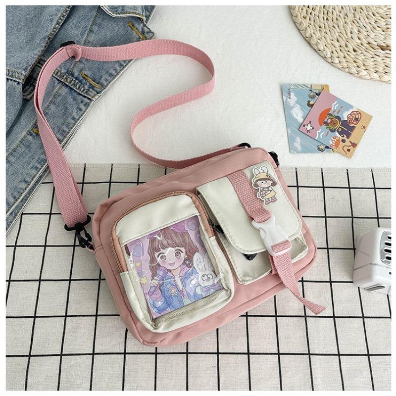 

Canvas bag female messenger summer casual cute small bag 2 fashionable versatile small square bag shoulder bag розовый