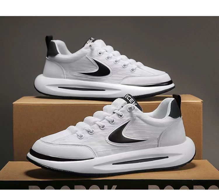 

Весенняя мужская обувь внешнеторговая сетчатая дышащая маленькая белая обувь 2025 новая ПУ тренд мужская повседневная обувь для скейтборда 39