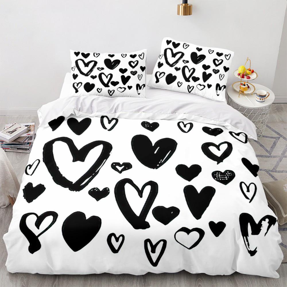 Valentine's Day Luxury Love Heart Duvet Cover - Romantic Theme for Couples, Queen Size, Ideal Women's Gift