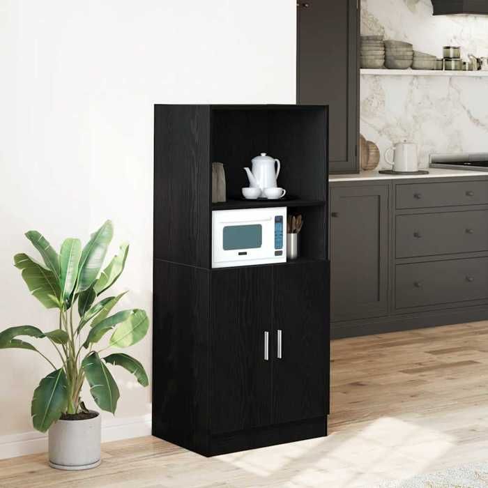 VidaXL Armoire de cuisine noir 57x41,5x131,5 cm bois d'ingénierie 860122
