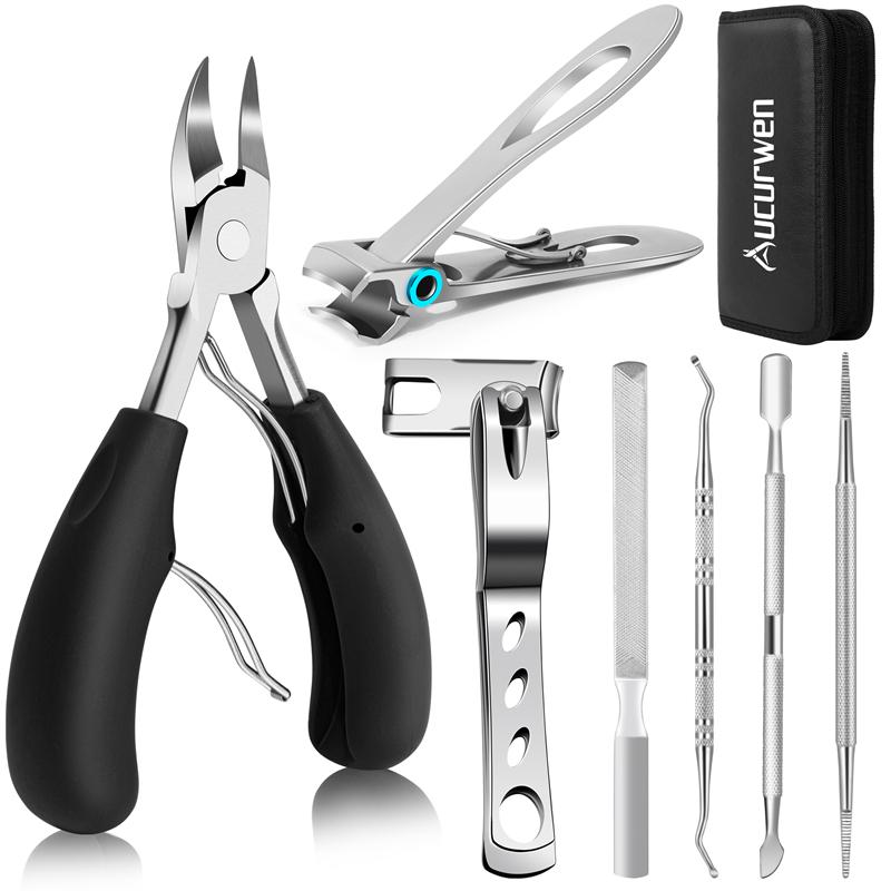 

Набор кусачек для ногтей из нержавеющей стали для ногтей на руках, профессиональный, угловой, без запаха, набор для ухода за ногами, подходит для всех типов ногтей чёрный