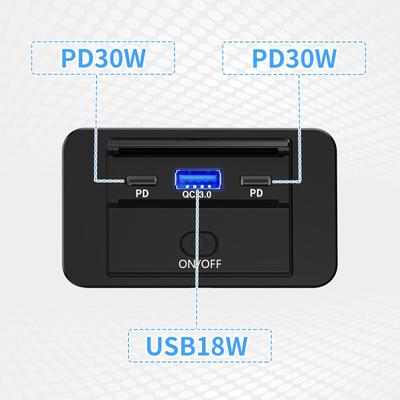 12V Dual USB C Outlet Panel Wall Mount 30W PD3.0 & QC3.0 18W Port Car Charger Socket Adapter with Swith for Car Marine Bus Truck