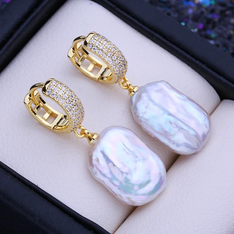   Natural Freshwater Big Baroque Pearl Drop Earrings 925 Sterling Silver Party Wedding Jewelry Gifts For Women Wholesale