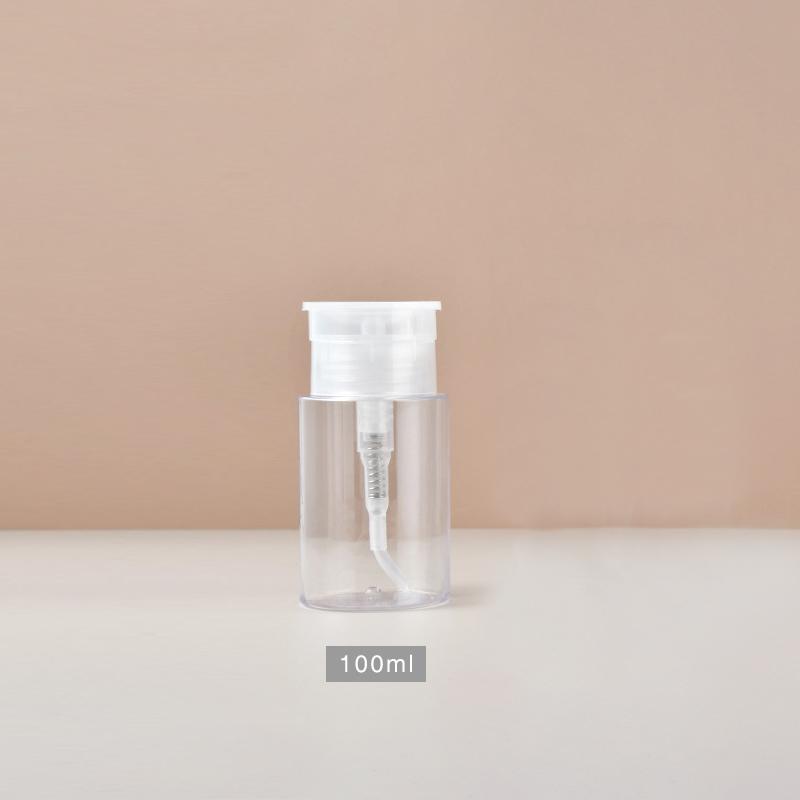 100ml 200ml Portable Travel Refillable Bottle Empty Plastic Nail Polish Remover Alcohol Liquid Press Pumping Dispenser Bottle