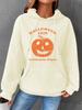 Women's Halloween Print Waffle Knit Hooded Sweatshirt with Kangaroo Pocket - European Size