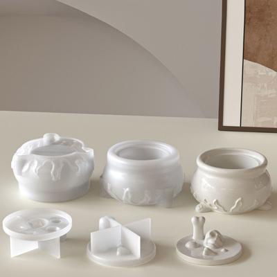 Stampo in Silicone Vaso Contenitore Teschio Adatto per Resina Epossidica Artigianato Halloween Organizzatori Contenitore di Stoccaggio con Design Vuoto