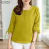 ZANZEA Women Square Neck Summer 3/4 Sleeve Loose Blouse