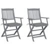 Day and Night - Day and Night Folding Garden Chairs 2 Pcs Cushions Solid Acacia Wood