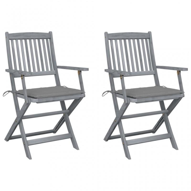 Day and Night - Day and Night Folding Garden Chairs 2 Pcs Cushions Solid Acacia Wood