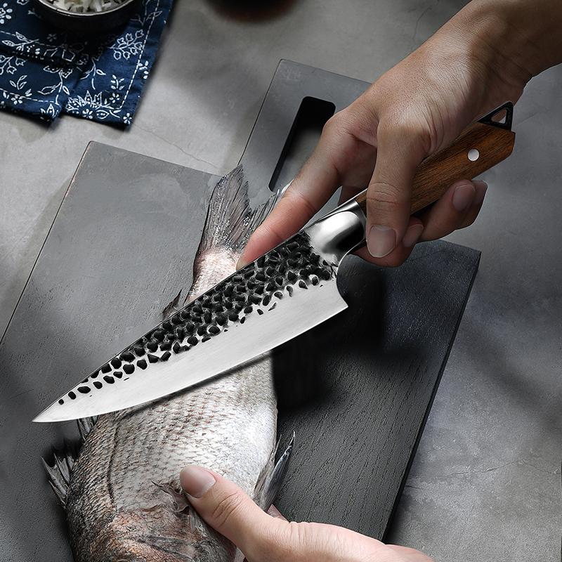 Professional Chef Knife Hand Forged Stainless Steel Kitchen Butcher Knives Vegetables Cutter Meat Slicer Ebony Handle