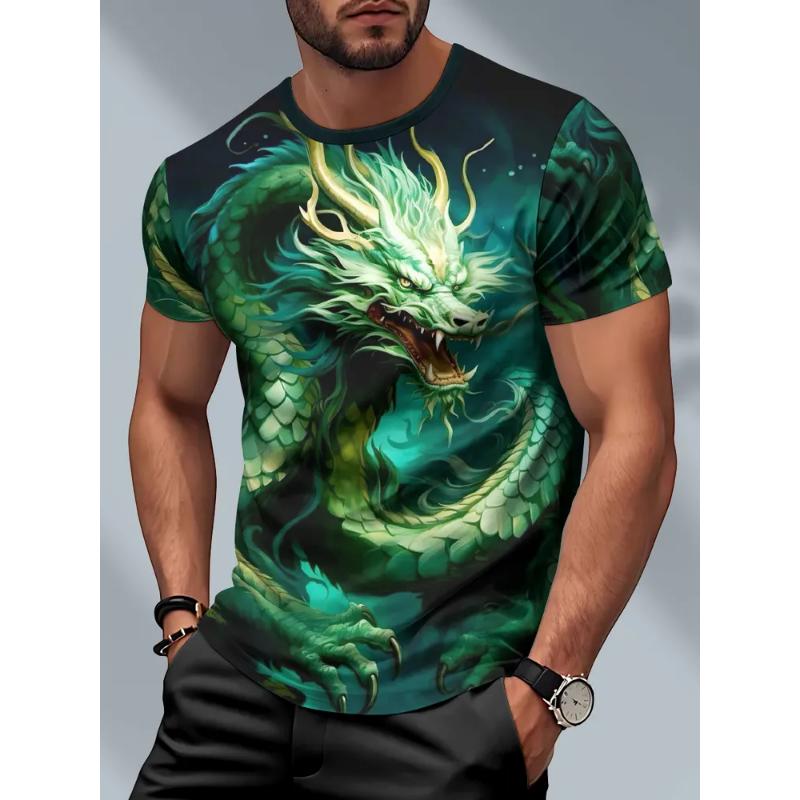 Fashion Men's Crew Neck Short Sleeve 3D Casual Color Printing Casual Short Sleeve Crew Neck T-Shirt