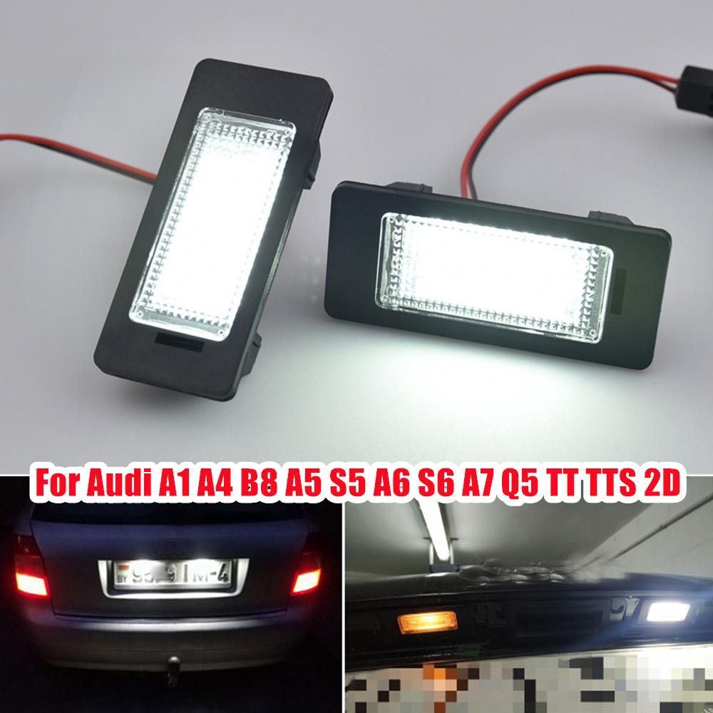 2pcs LED License Plate Light Lamp for A1 A4(B8) A5/S5 A6/S6 A7 Q5 TT TTS RS5 TTRS 2D Roadster