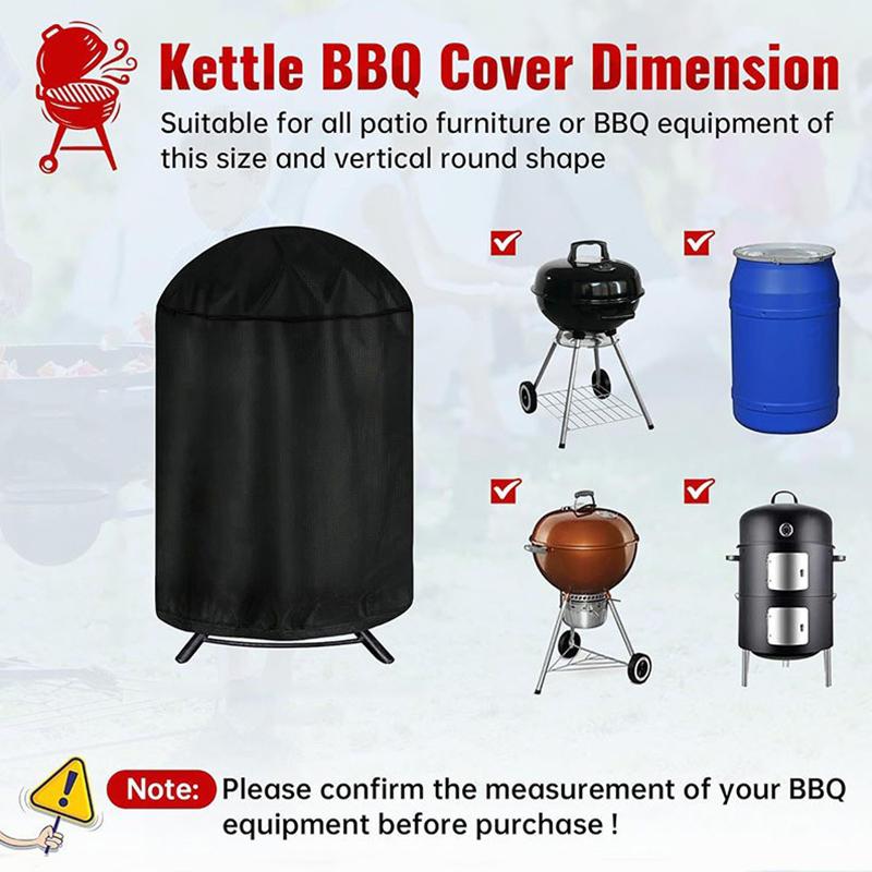 1PC Grill Protector Outdoor Barbecue Grill Cover School Round Camping Oxford Cloth Heavy Duty Black Kicthen