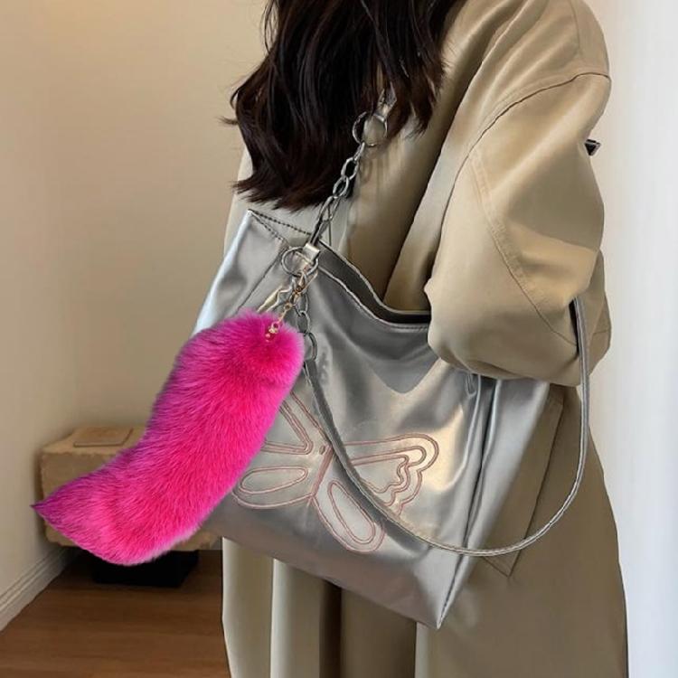 Cosplay Coda di Volpe in Capelli Sintetici Portachiavi alla Moda con Ciondolo a Coda di Volpe Portachiavi Accessorio per Auto e Borsa